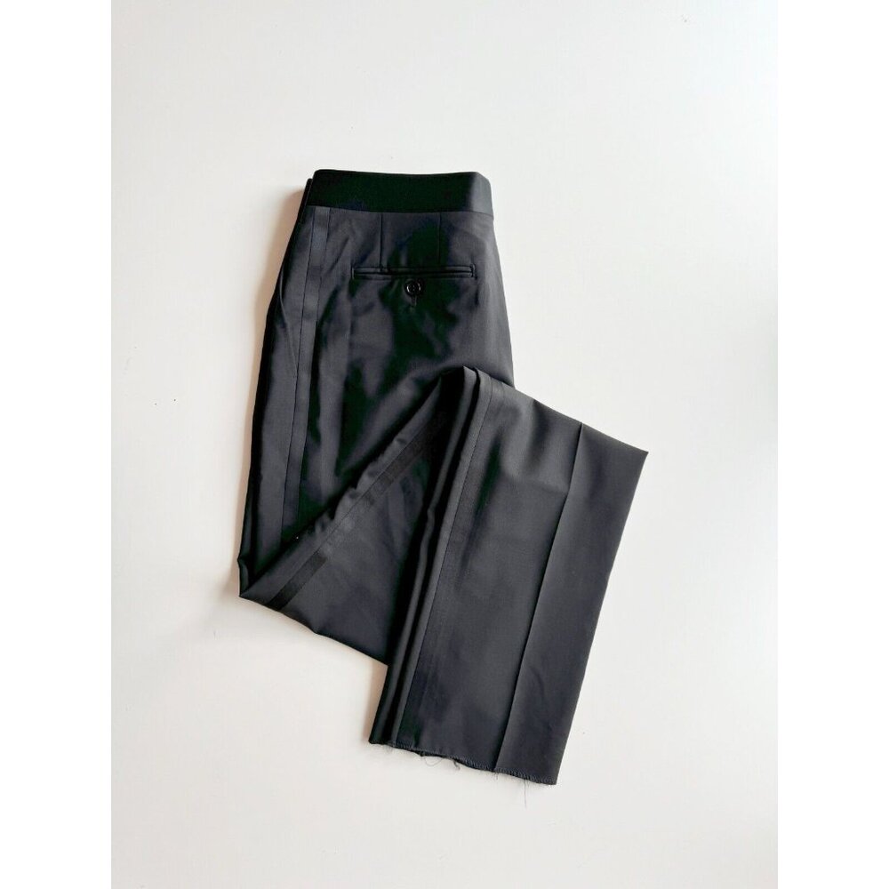 NWOT Men's CANALI Black Travel Wool Mohair Satin-Trimmed Tuxedo Pants, Size 46R - Picture 4 of 16